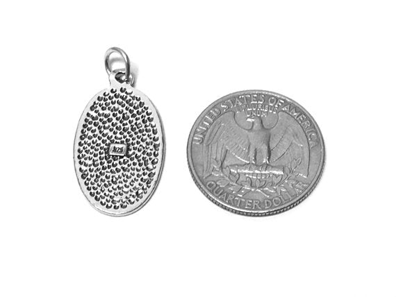Saint Christopher Protect Us Medal Charm Sterling Silver 28.5mm Religious Charm, Medal charm - SP641 - BeadPrism