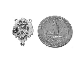 Virgin Mary Rosary Center Double Sided Pendant Sterling Silver 21.5mm, Mary Charms - SP643 - BeadPrism