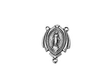 Load image into Gallery viewer, Virgin Mary Rosary Center Double Sided Pendant Sterling Silver 21.5mm, Mary Charms - SP643 - BeadPrism