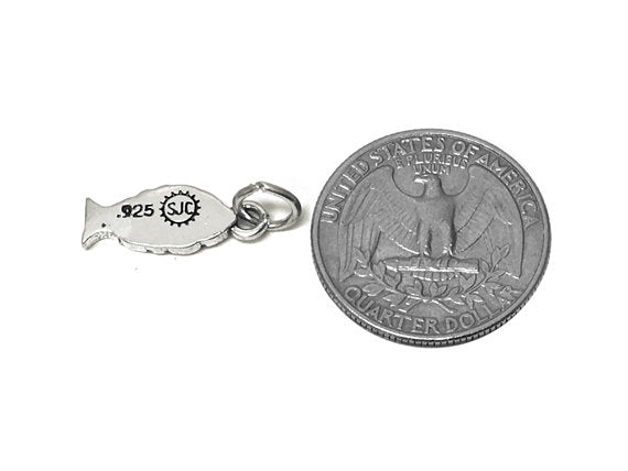 Jesus Fish Charm Sterling Silver 18.5mm, Christian Fish Charms, Jesus Fish charms - SP645 - BeadPrism