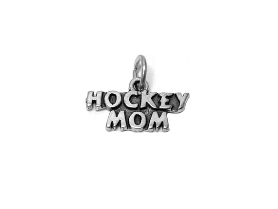 Hockey Mom Charm Sterling Silver 11mm, Hockey Charms, Team Mom Charm, Hockey Mom charm - SP646 - BeadPrism