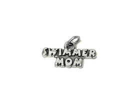 Swimmer Mom Charm Sterling Silver 11.5mm, Sports Charms, Team Mom Charms, Swimmer Mom charms - SP647 - BeadPrism