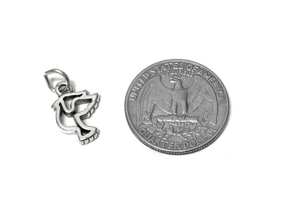 Dove Charm Sterling Silver 16mm, Peace Charms, bird charms, Dove Charms, Dove Outline charms - SP651 - BeadPrism