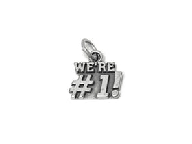 Champion We're #1! Charm Sterling Silver 14mm, Winner Charm, Victory Charm, We're #1! charms - SP653 - BeadPrism