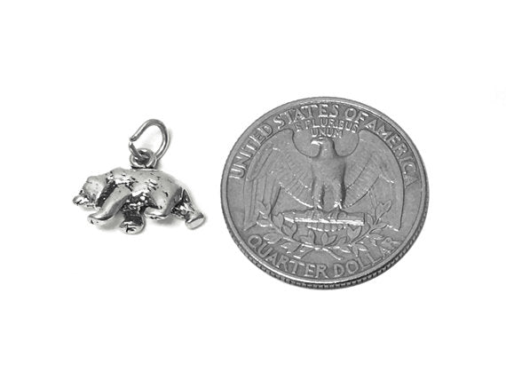 Bear Charm Sterling Silver 11mm, Animal Charms, Nature charms, Wild charms, Bear charms - SP658 - BeadPrism