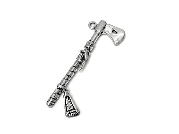 Tomahawk Charm Sterling Silver 36mm, Indian Charm, Hatchet charm, Axe charm, Tomahawk charms - SP664 - BeadPrism