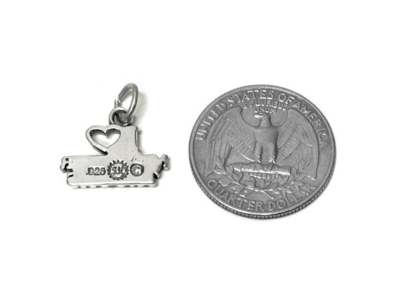 I Love Monster Trucks Charm Sterling Silver 14mm, Truck Charms, I Love Monster Trucks charms - SP667 - BeadPrism
