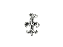 Load image into Gallery viewer, Fleur de Lis Charm Sterling Silver 21.5mm, French Charm, Catholic Charm, Fleur de Lis Charms - SP670 - BeadPrism