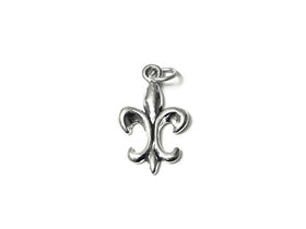 Fleur de Lis Charm Sterling Silver 21.5mm, French Charm, Catholic Charm, Fleur de Lis Charms - SP670 - BeadPrism