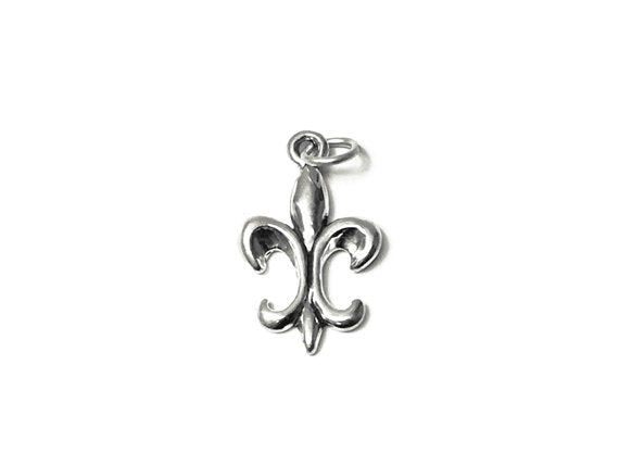 Fleur de Lis Charm Sterling Silver 21.5mm, French Charm, Catholic Charm, Fleur de Lis Charms - SP670 - BeadPrism