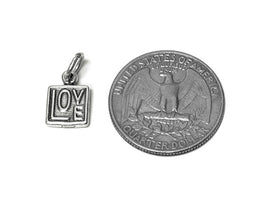 Love Charms, Love letter Charm Sterling Silver 9mm, Love Charms, Love in a Square charms - SP673 - BeadPrism