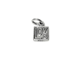 Love Charms, Love letter Charm Sterling Silver 9mm, Love Charms, Love in a Square charms - SP673 - BeadPrism