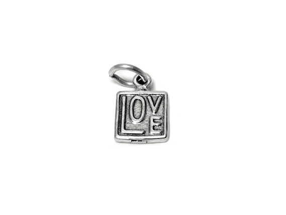 Love Charms, Love letter Charm Sterling Silver 9mm, Love Charms, Love in a Square charms - SP673 - BeadPrism