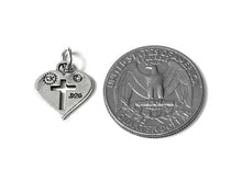 Load image into Gallery viewer, Heart with Cross Charm Sterling Silver 13mm, Religious Charms, Heart Charms, Cross charms - SP674 - BeadPrism