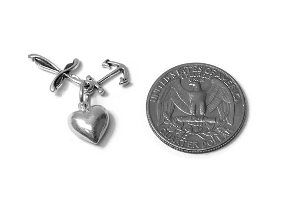 Faith, Hope, Charity Set Charm Sterling Silver 21mm, Faith charm, Hope charm, Charity charm - SP678 - BeadPrism