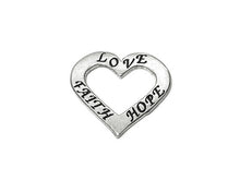 Load image into Gallery viewer, Faith Hope Love Charm Sterling Silver 23mm, Faith charm, Hope charm, Love Charm, Heart charm - SP679 - BeadPrism