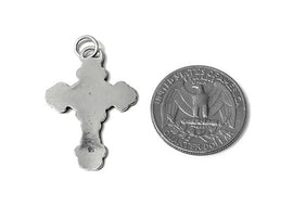 Cross with Believe Charm Sterling Silver 33.5mm, religious charms, Believe Cross charms - SP681 - BeadPrism