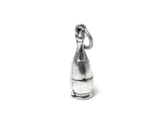 Wine Bottle Charm Sterling Silver 21mm, Bottle Charms, wine charms, Bartender Charms - SP687 - BeadPrism