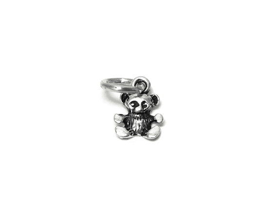 Teddy Bear Charm Sterling Silver 9.5mm, Toy Charm, Love charm, Gift charm, Teddy Bear charms - SP688 - BeadPrism