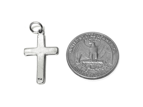Crucifix Charm Sterling Silver 28.5mm, Cross Charms, religious charms, crucifix charms - SP690 - BeadPrism