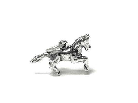 Horse Charm Sterling Silver 12.5mm, Animal Charms, Mare charm, Stallion charms, Horse Charms - SP691 - BeadPrism