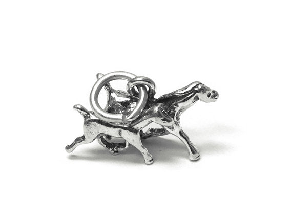 Running Horses Charm Sterling Silver 11.5mm, Animal Charms, Horse Charms, Horse Filly Charms - SP692 - BeadPrism