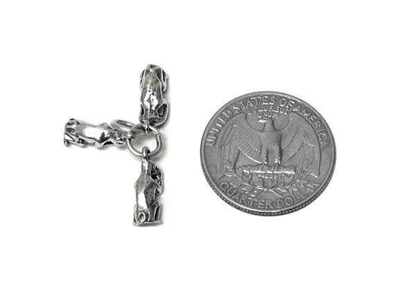 No Evil 3 monkey Charm Sterling Silver 14.5mm, 3 Piece, See Hear Speak No Evil Monkeys charm - SP694 - BeadPrism