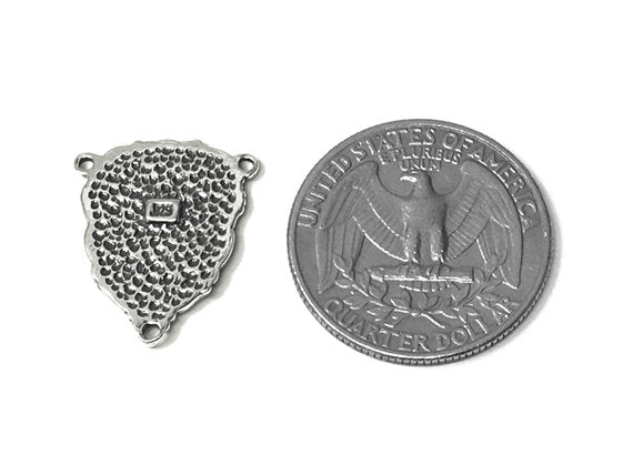 Virgin Mary Rosary Center connector Sterling Silver 21mm, rosary center, Virgin Mary Charm - SP700 - BeadPrism