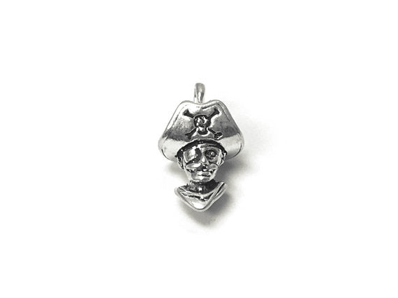 Pirate Head Charm Sterling Silver 18mm, Pirate Charms, Sea Charms, 3D Pirate Head charms - SP704 - BeadPrism