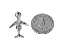 Load image into Gallery viewer, Airplane Charm Sterling Silver 30mm, Plane Charm, Pilot Charm, Travel Charm, Airplane charms - SP706 - BeadPrism