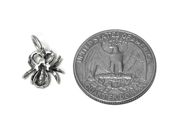 Spider Charm Sterling Silver 12mm, bug Charms, animal charms, insect charms, Spider charms - SP707 - BeadPrism