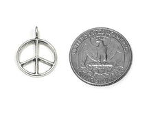 Load image into Gallery viewer, Peace Sign Charm Sterling Silver 16mm, Peace Charms, Groovy charm, Hippie, Peace Sign charms - SP732 - BeadPrism