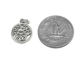 Champs with Basketball Ball Hoop Charm, Sterling Silver 17.5mm, Basketball Champs Charms - SP744 - BeadPrism