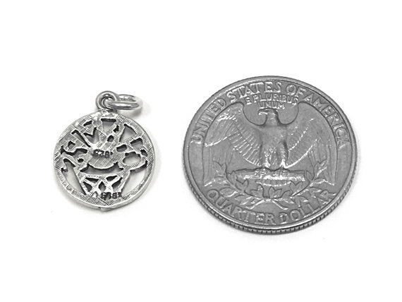 Champs with Basketball Ball Hoop Charm, Sterling Silver 17.5mm, Basketball Champs Charms - SP744 - BeadPrism