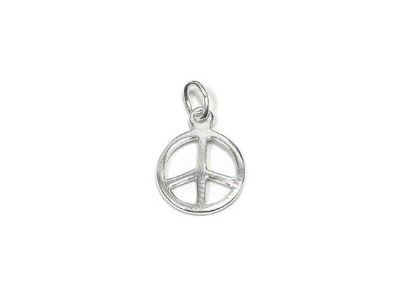 Peace Sign Charm Sterling Silver 14mm, Peace Charms, Groovy charms, Peace Sign charms - SP746 - BeadPrism