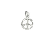 Load image into Gallery viewer, Peace Sign Charm Sterling Silver 14mm, Peace Charms, Groovy charms, Peace Sign charms - SP746 - BeadPrism