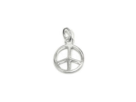 Peace Sign Charm Sterling Silver 14mm, Peace Charms, Groovy charms, Peace Sign charms - SP746 - BeadPrism