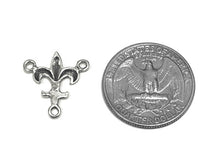 Load image into Gallery viewer, Fleur De Lis Rosary Center connector Sterling Silver 18mm, rosary center, Fleur De Lis Charm - SP748 - BeadPrism