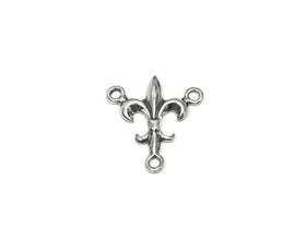 Fleur De Lis Rosary Center connector Sterling Silver 18mm, rosary center, Fleur De Lis Charm - SP748 - BeadPrism