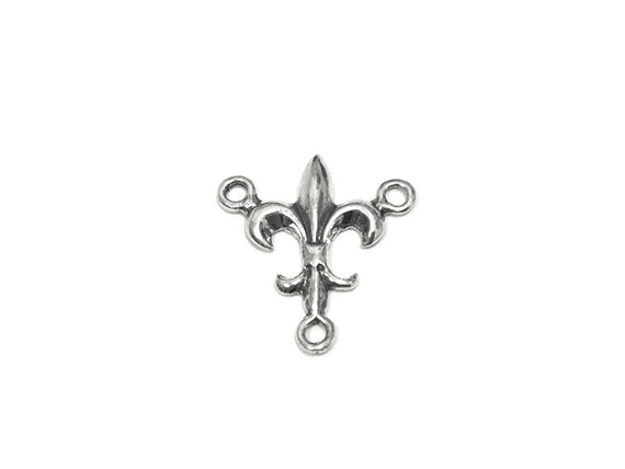 Fleur De Lis Rosary Center connector Sterling Silver 18mm, rosary center, Fleur De Lis Charm - SP748 - BeadPrism