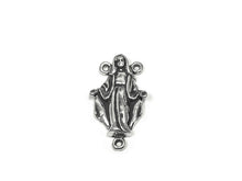 Load image into Gallery viewer, Virgin Mary Rosary Center connector Sterling Silver 23mm, rosary center, Virgin Mary Charms - SP749 - BeadPrism