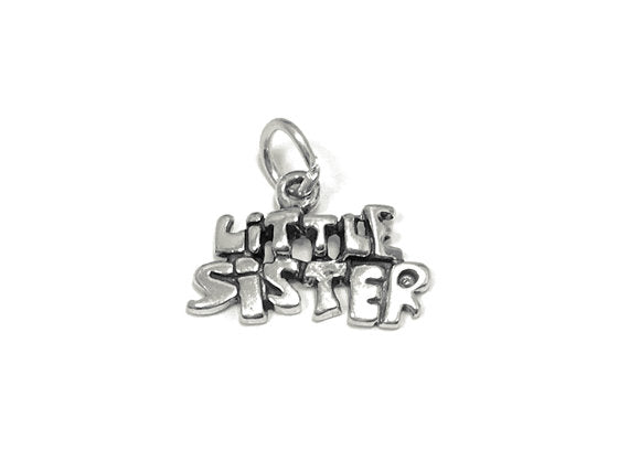 Little Sister Charm Sterling Silver 13mm, Sister Charm, Sorority Charm, Little Sister charms - SP760 - BeadPrism