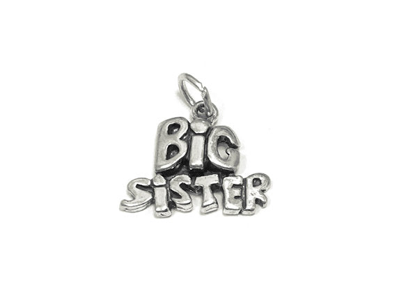 Big Sister Charm Sterling Silver 13mm, Sorority Charms, Family Charms, Big Sister charms - SP761 - BeadPrism