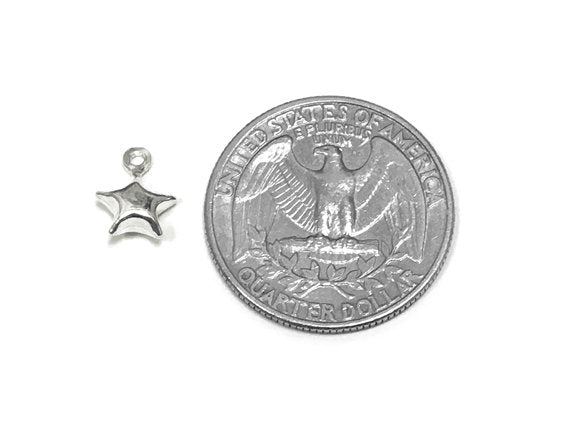 Puffed Star Charm Sterling Silver 8mm, Space charms, Celestial charms, Puffed Star Charms - SP765 - BeadPrism