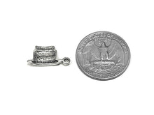 Load image into Gallery viewer, Birthday Cake Charm Sterling Silver 10mm, Birthday Charms, Cake Charms, Birthday Cake Charms - SP770 - BeadPrism