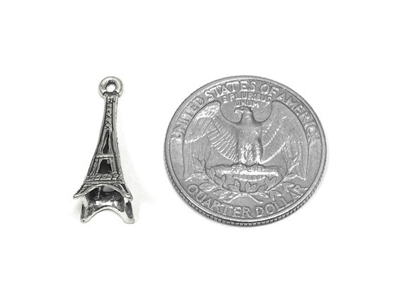 Eiffel Tower Charm Sterling Silver 21mm, France Charms, Paris Charms, Eiffel Tower charms - SP771 - BeadPrism