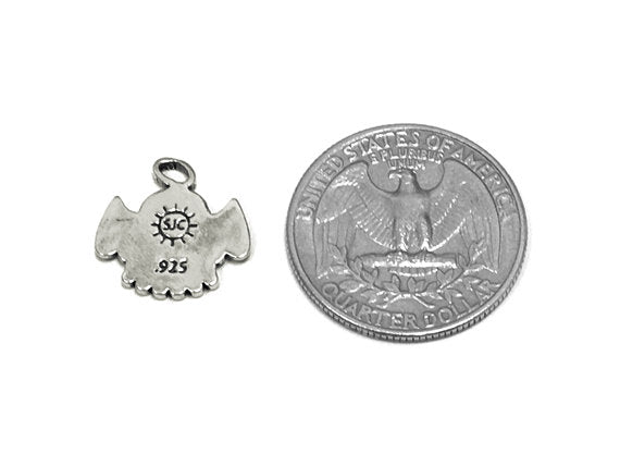 Love Angel Charm Sterling Silver 13mm, Angel Charm, religious, love charm, Love Angel Charms - SP774 - BeadPrism