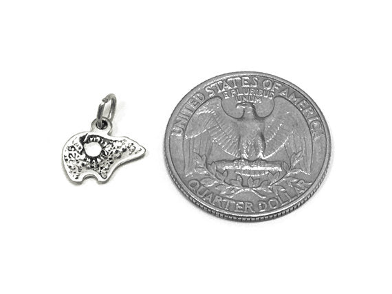 Bear Facing Left Charm Sterling Silver 10mm, Animal Charms, Nature charms, Bear charms - SP780 - BeadPrism