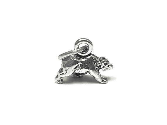 Bear Charm Sterling Silver 8mm, Animal Charms, Wild charms, Nature Charms, Bear charms - SP789 - BeadPrism