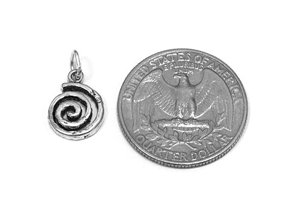 Spiral Charm Sterling Silver 14mm, Swivel Charms, Celtic Charms, Maze Celtic Swirl charms - SP790 - BeadPrism